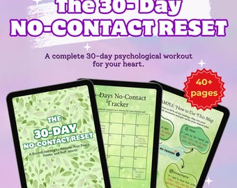 30-Tage-No-Contact-Journal für Trennungsheilung, Kognitive Reframing-Digitalplaner, emotionaler Rücksetz-Leitfaden, Arbeitsbuch zur Selbstliebe, Goodnotes PDF