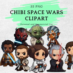 Chibi Space Wars Clipart, Cartoon Space Wars Characters, Baby Space Wars, PNG Bundle, Chibi, Kawaii, Comic, Fan Art, Instant Download, PNG