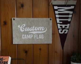 Custom Wool Felt Camp Flag, Personalized Pennant Banner
