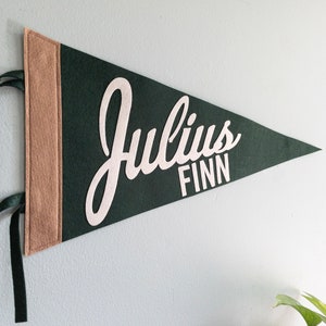 Custom Name Pennant Flag Large Personalized First Middle Double Name Baby Shower Gift Nursery Decor Baseball Felt Banner Sign Bedroom Decor