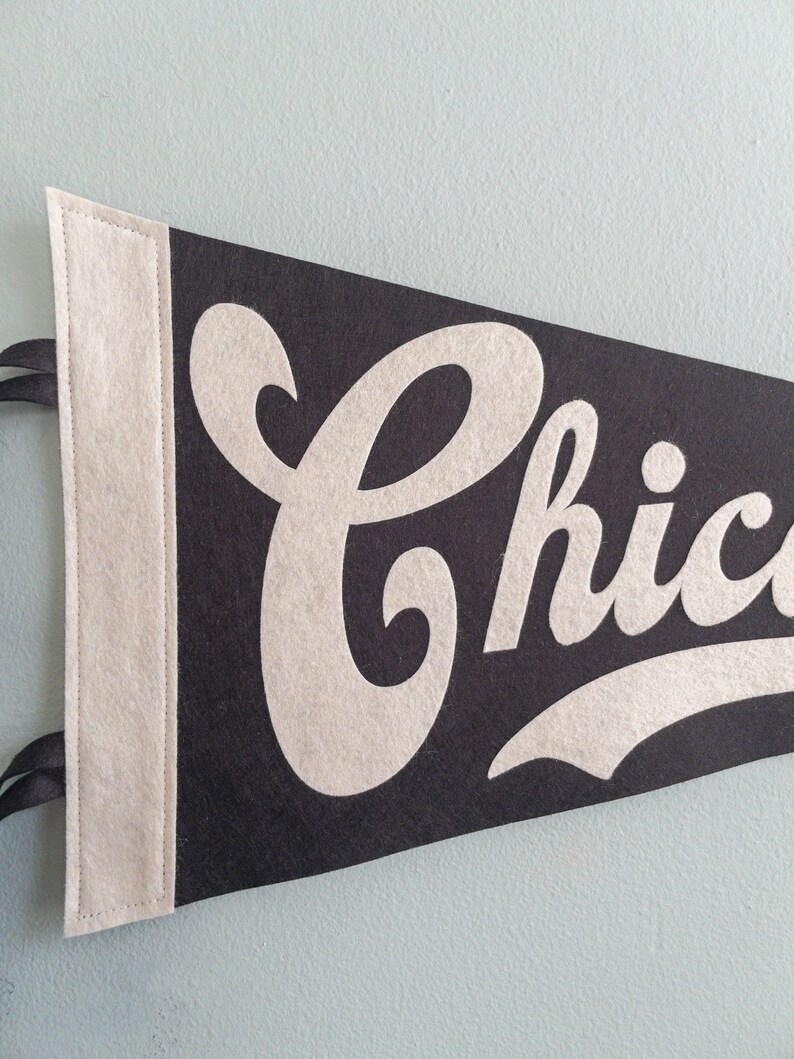 Chicago Ribbon Lettering Custom Chicago City Pennant, Wool-felt Vintage Style - Etsy