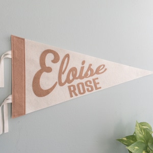 Custom Name Pennant Flag Large Personalized First Middle Double Name Gift Baby Shower Neutral Nursery Decor Felt Banner Sign Kid Room Gift