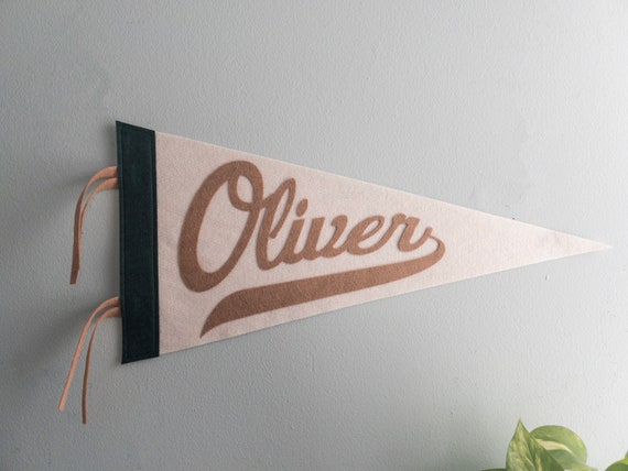 Custom Name Pennant Flag Large Personalized Name Gift Baby Shower Neutral Nursery Decor Wool Felt Camp Flag Banner Sign Kid Room Art Gift