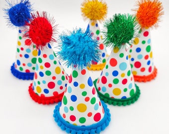 Dog Birthday Bandana, Primary Polka Dots, Tie & Snap Style Embroidered "Birthday Girl" Or "Birthday Boy"  Available Party Hat(SEPARATE)