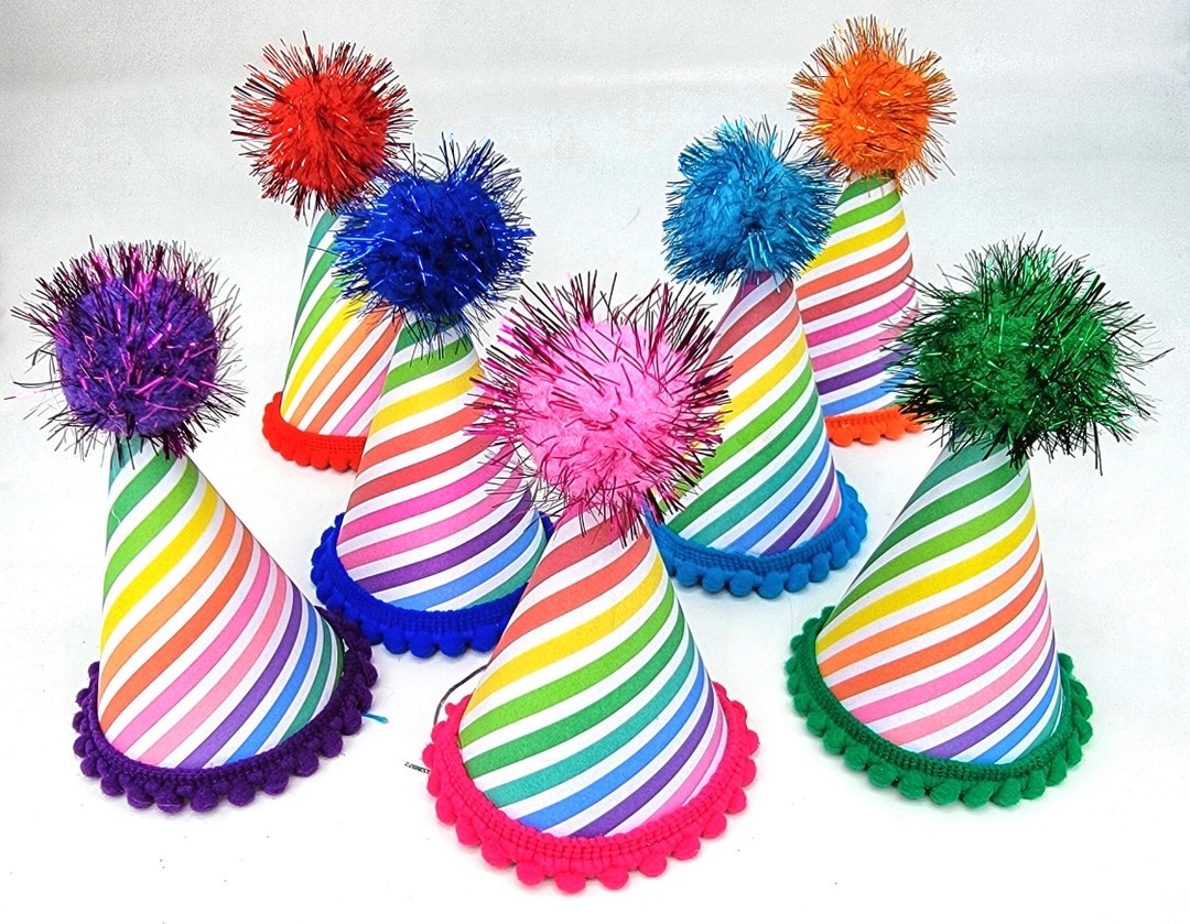 Dog Rainbow Stripe Birthday Party Hat and Bandana SEPARATE Etsy