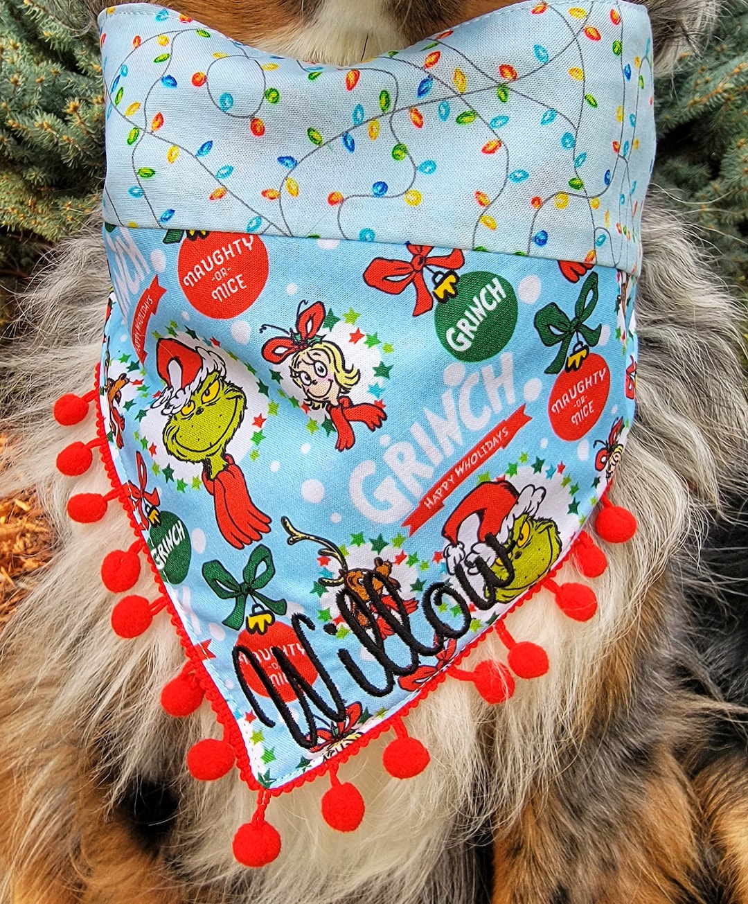 Grinch Dog Bandana Dog Christmas Bandana Tie & Snap Style Etsy