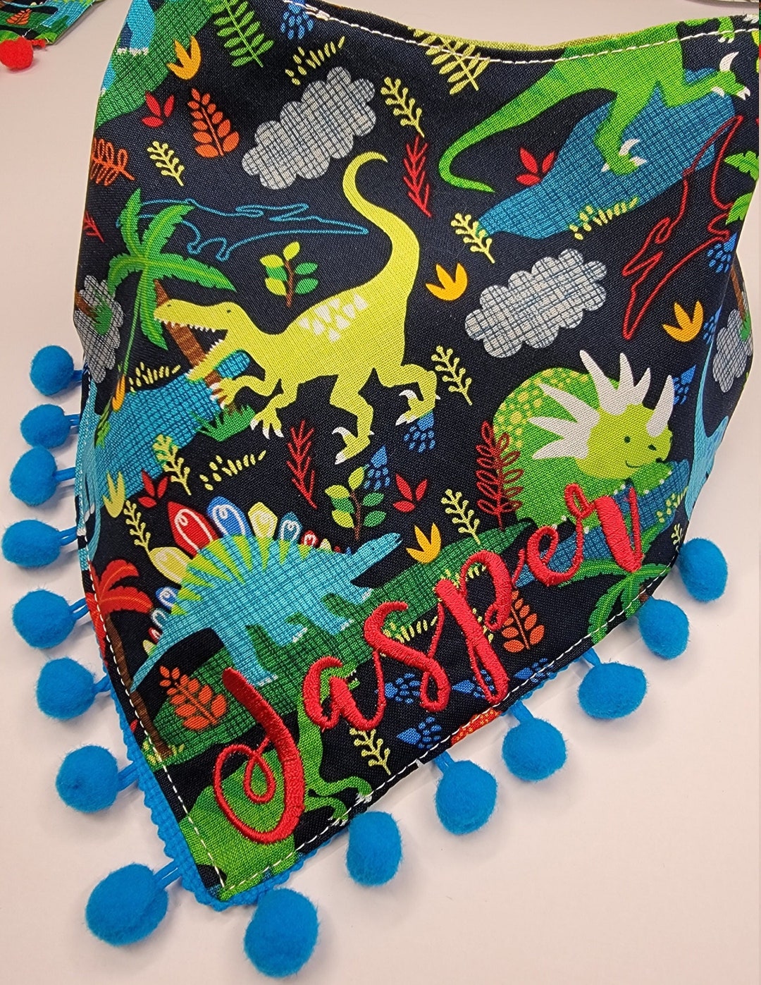 Dog Dinosaur Bandana Tie & Snap Style Personalized Etsy