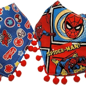 Marvel Spiderman Dog Bandana | Dog Superhero Bandana, Personalized, Tie & Snap Style, Reversible, Available Matching Bow and Pompom Trim