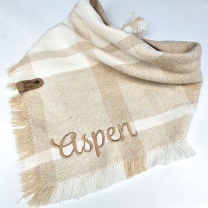 Dog Fringe Flannel, Fall/Winter Bandana, Tie & Snap Style, Personalized
