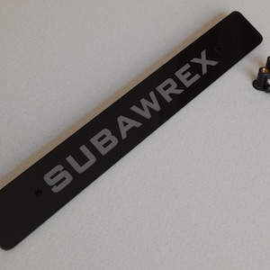 License Plate Delete laser cut and engraved from acrylic for Subaru WRX models with factory JDM 10mm holes 210mm apart