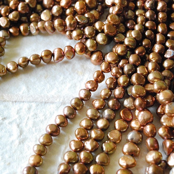 70 - Caramel Bronze 6-7mm Baroque Pearl Beads