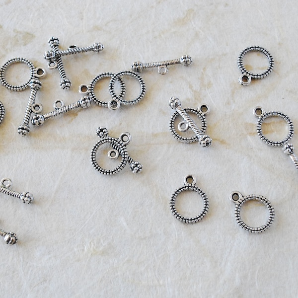Toggle Clasp Pewter Rope Pattern 10mm 10 Sets for 1.50