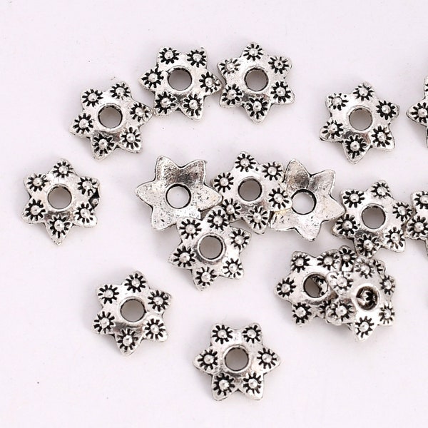Star Shape Bead Caps Pewter Antiqued 9mm 20 for 1.15