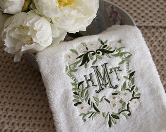 Monogrammed Cotton Hand Towel: Embroidered Bathroom Decor