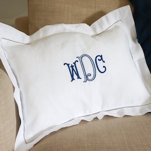 Monogrammed Pillow Sham, Baby Pillow, Decorative Hemstitched Pillow, Boudoir Pillow, Baby Shower Gift, Personalized Baby Gift