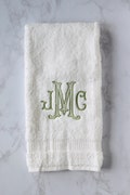 Monogrammed Hand Towel, Embroidered bath hand towel, sage bathroom decor, wedding registry gift, dorm decor, graduation gift, christmas gift