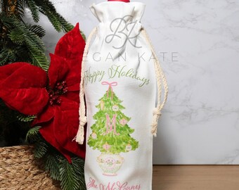 Personalized Wine Gift Bag: Chinoiserie Hostess Holiday Present