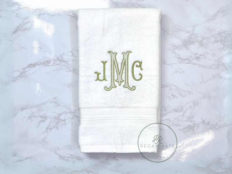 Monogrammed Hand Towel, Embroidered bath hand towel, sage bathroom decor, wedding registry gift, dorm decor, graduation gift, christmas gift