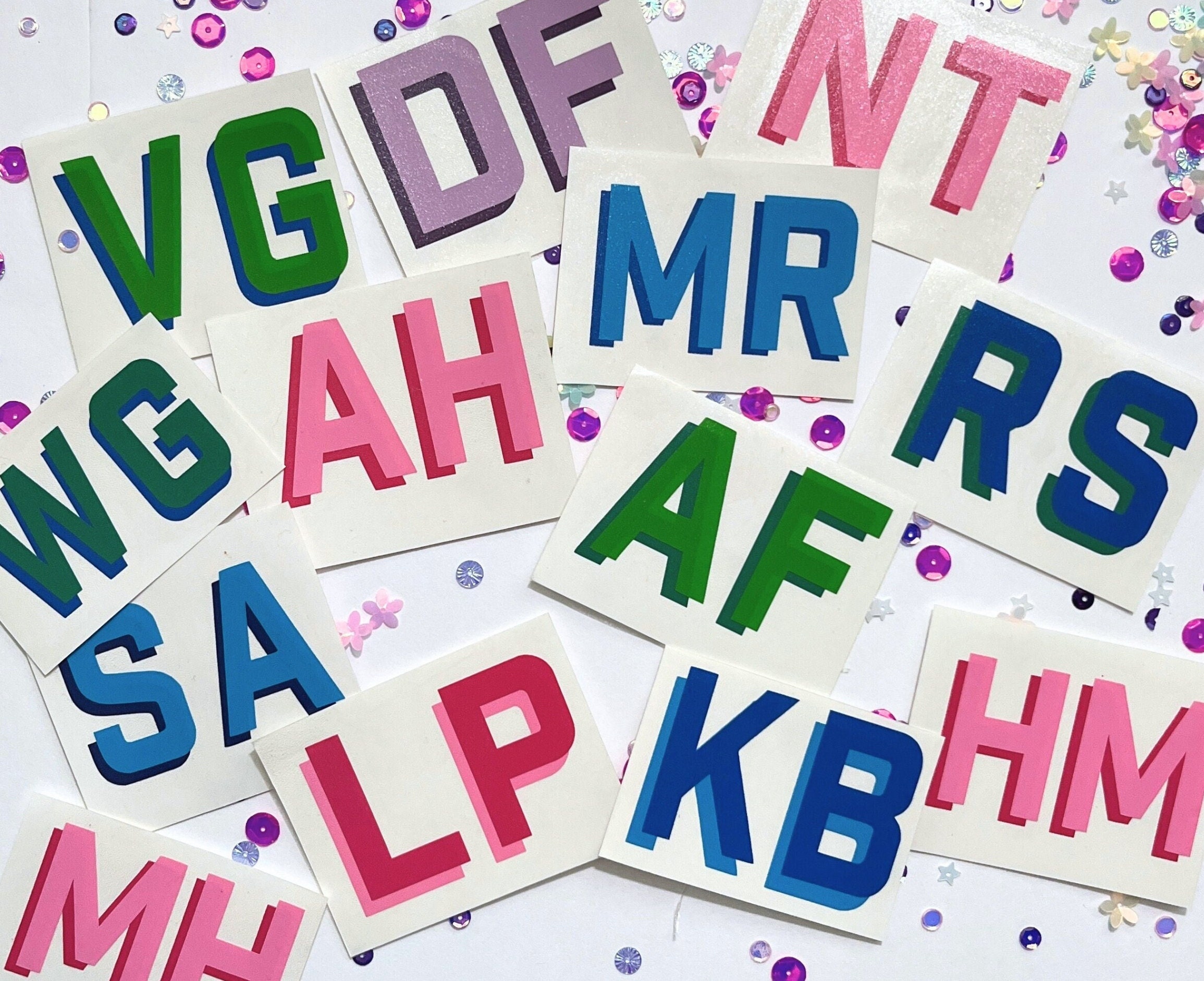 Vintage Glitter Alphabet Letters Stickers-Acid Free Clear Alphabet Letter  Stickers-Cursive, Block Letter Stickers-Scrapbook Letter Stickers
