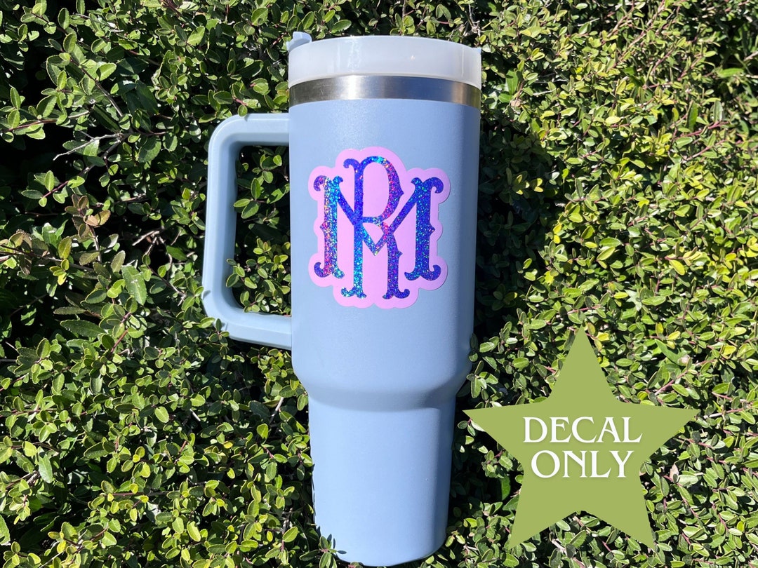 Holographic Initial Monogram Vinyl Decal: Tumbler Sticker - Etsy