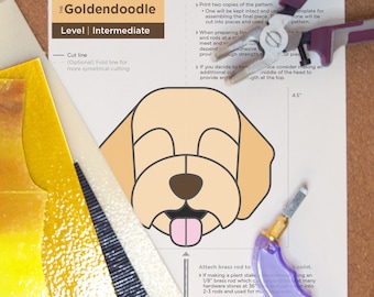 Gebrandschilderd glaspatroon | Hond | Goudendoodle | DIGITALE DOWNLOAD