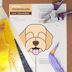 Stained Glass Pattern | Dog | Goldendoodle | DIGITAL DOWNLOAD