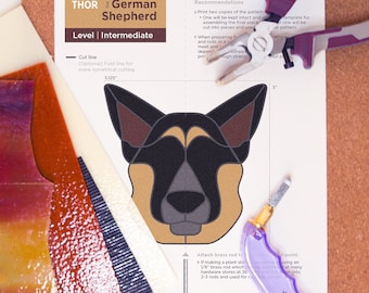 Gebrandschilderd glaspatroon | Hond | Duitse herder | DIGITALE DOWNLOAD