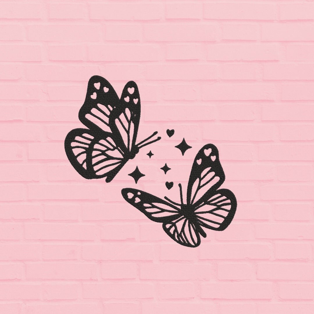 Butterfly Heart Doodle Aesthetic Outline Embroidery Design - Etsy