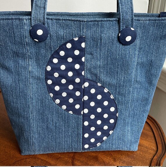 Tote Bag\ Jeans Tote Bag With Zipper\ Denim Bag\purse\hand
