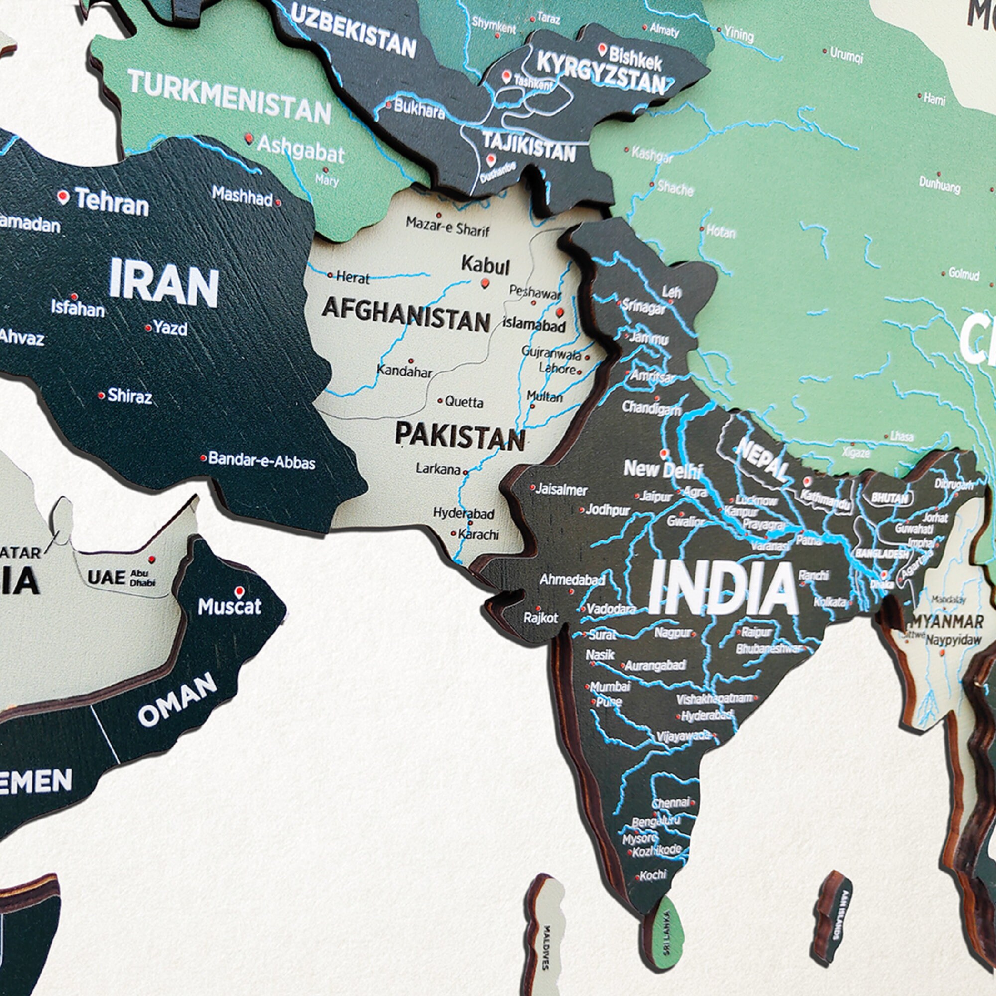 3D World Map Décor Wood Wall Map Large Map for Wall Large Travel Décor
