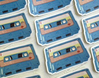 Retro Cassette Tape Sticker, 80s 90s Music, Waterproof Vinyl Decal