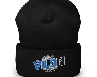 Embroidered Cuffed Beanie, Unisex Turbo Acrylic Winter Hat