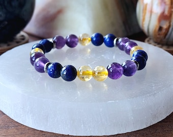 Bladder Cancer ~ Citrine, Amethyst, Lapis Lazuli ~ Courage, Protection, Knowledge  (8mm beads)