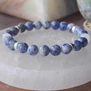 ALS (Lou Gehrig’s Disease) ~ Sodalite & Faceted White Jade ~ Peace, Calmness, Balance (8mm beads)