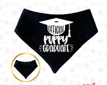 Personalized Puppy Graduation Bandana: Reversible Cotton Dog Scarf