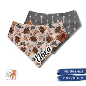 Cow Print Dog Bandana Personalized - Western Gifts for Pet Owners image 1