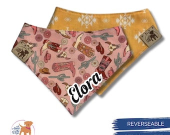 Pink Cowgirl Hat Dog Bandana, Southwestern Print Bandana, Western Gifts for Pet Owners