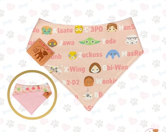 Galaxy Name Icon Haustierbandana | Rosa Hundehalstuch mit Snap-On Muster