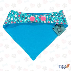Blue Floral Dog bandana Dog Lover Gift Custom Dog Bandana Personalized Dog Gift Small Dog Accessories image 4