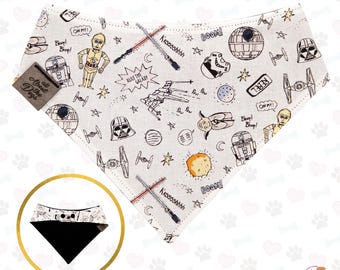Pañuelo para mascotas Doodle Galaxy / Bufanda reversible con cierre a presión