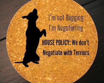 House Policy Cork Trivet | Rustic Farmhouse Kitchen Decor | 7 Inch Counter Protector