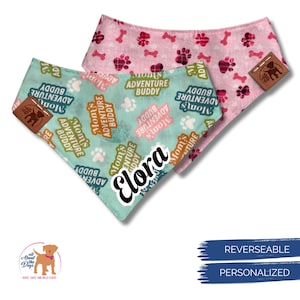 Mom&#39;s Adventure Buddy Dog Bandana Personalized XL, Camping and Hiking Gifts for Pet Owners