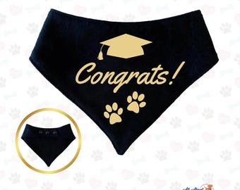 Personalized Graduation Dog Bandana: Reversible Cotton with Snap Closure, Pet Lover Gift