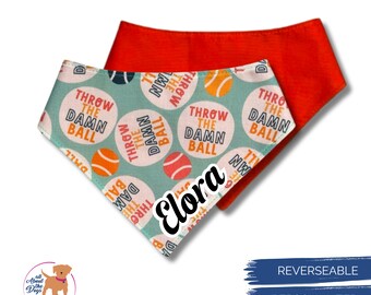 Funny Orange Personalized Dog Bandana with Snap, Dog Gifts for Pet Owners