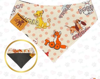 Disney Dog Bandana | Classic Character Print | Reversible Snap-On Scarf