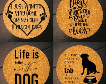 Rescue Dog Trivet Set | Rustic Cork Kitchen Decor | Dog Lover Counter Protection