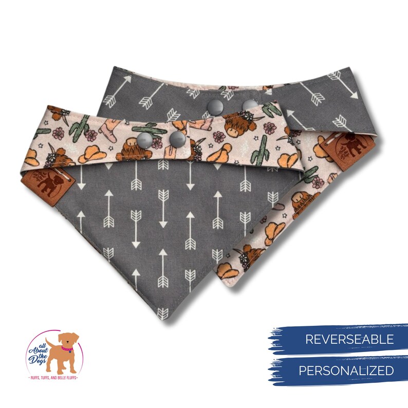 Cow Print Dog Bandana Personalized - Western Gifts for Pet Owners image 2