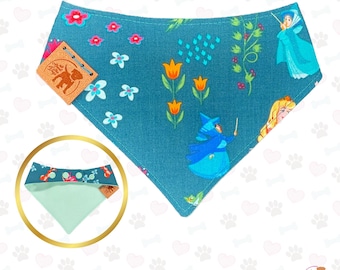 Disney Dog Bandana | Fairytale Princess Print | Reversible Snap-On Scarf