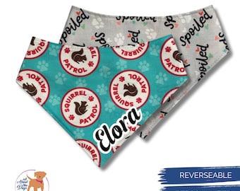 Personalized Dog Bandana with Squirrels, Pet Owner Gifts for Dogs