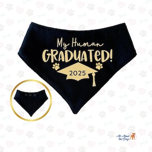 My Human Graduated Dog Bandana, Custom Reversible Pet Bandana, Class of 2025 Graduation Gifts for Dog Owners